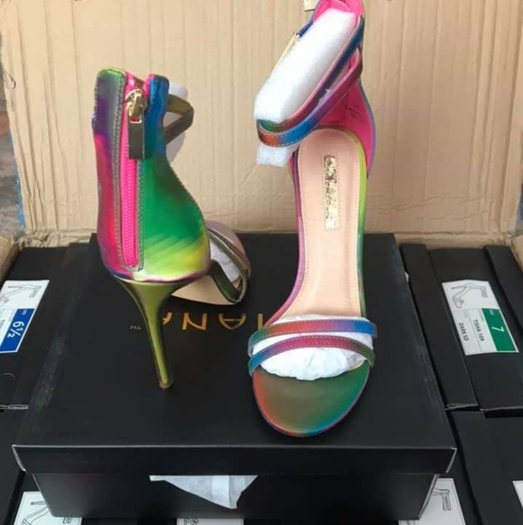 LILIANA Rainbow Ankle Strap Open Toe Heel - Picture 3 of 5